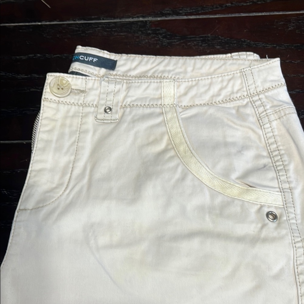 French Cuff Women's Cream Bermudas - Picture 4 of 7